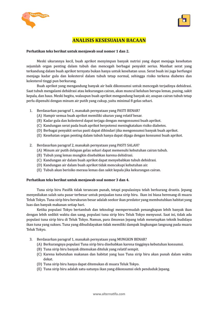 studywithbloom's tweet image. ⋆˚𝜗𝜚˚⋆LATSOL PENALARAN UMUM (PU)
✮ materi | bagian 1 |

📚 SOAL: Analisis Kesesuaian Bacaan
#studywithbloom jejak💌

like and rt yaw!🫶🏻

#studytwt #snbt2026 #AMBISVERSE