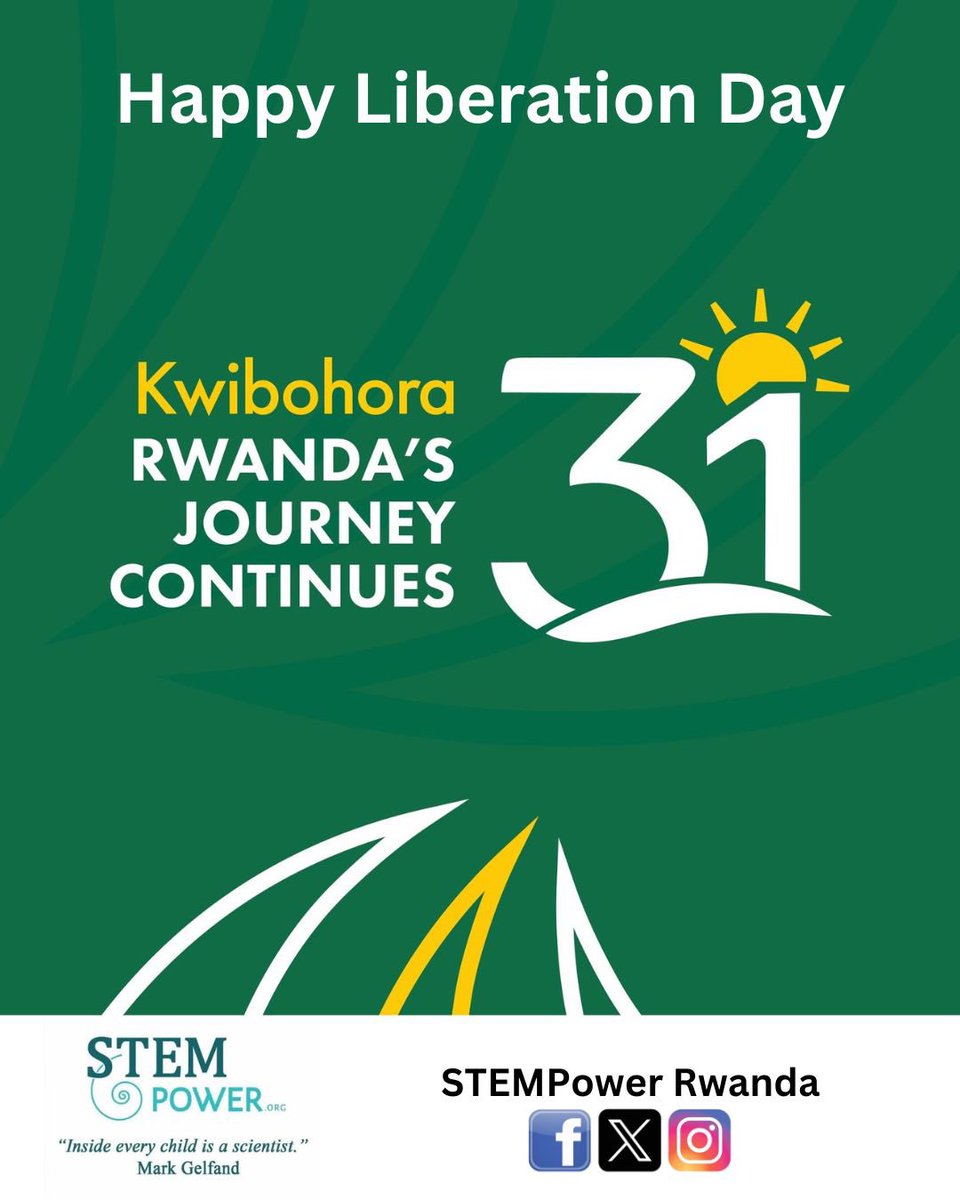STEMpower Rwanda joins Rwandans in commemorating 31 years of dignity, unity and progress. 

We stand with every Rwandan in honoring the heroes who paved the way for a brighter and transformed Rwanda, one that continues to inspire and rise.

#kwibohora31