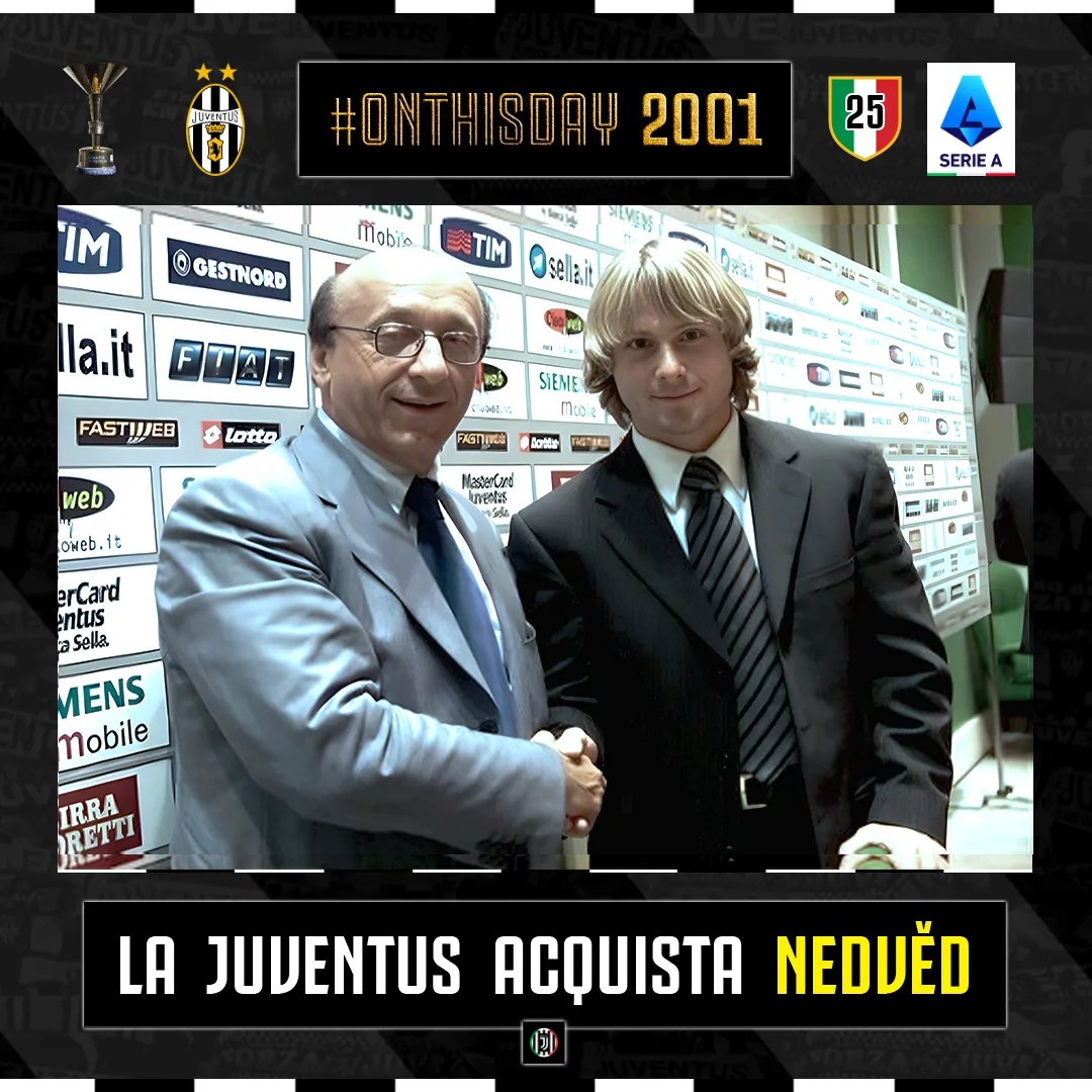 aboutjclub_'s tweet photo. #OnThisDay 2001 🏁 La #Juventus acquista dalla Lazio la "#FuriaCeca" #PavelNedvěd per 75 MLD di Lire! 327 presenze, 65 gol, 82 assist e 4 Scudetti di Serie A, 2 Supercoppe Italiane, 1 Coppa Ali della Vittoria (Serie B) e il #PalloneDOro 2003! #Nedvěd #FinoAllaFine #ForzaJuve https://t.co/lFPxfZUU4t