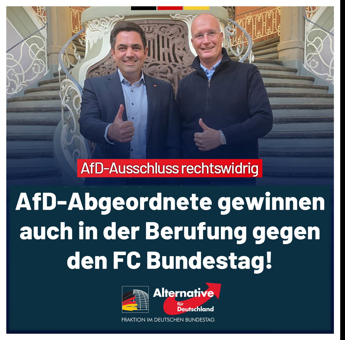 Erfolg auf ganzer Linie bestätigt! Das Kammergericht Berlin beabsichtigt, die Berufung des FC Bundestag gegen das Urteil des Landgerichts zurückzuweisen. Der Senat ist einstimmig der Auffassung, dass die Berufung keine Aussicht auf Erfolg hat. Der FC Bundestag kann nun noch