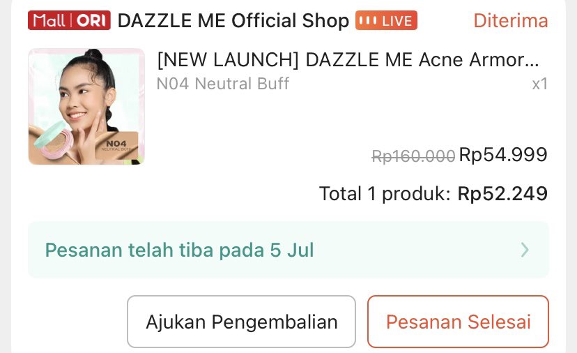 WTS WANT TO SELL PRELOVED Cushion Dazzle Me Acne Armor shade NO4 neutral buff, harga beli 53.300 jual 45k (nego bgt boleh), blm perna dipake cuma puff utk cek shade 1 swap, dom jogja magelang tp bisa co oren #wtscushion #cushion #dazzleme