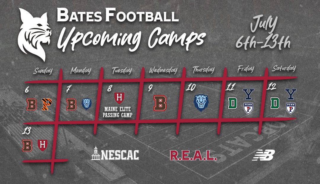 Bates Football (@bates_football) on Twitter photo Our staff is back on the road next week! Make sure to reach out and let us know where you'll be! #REAL
<a href="/Cats_CoachCoyne/">Coach Coyne</a>
<a href="/CoachWatrous/">Owen Watrous</a>
<a href="/coachwehrhahn/">Matt Wehrhahn</a>
<a href="/AlecBrownFB/">Alec Brown</a>
<a href="/Coach_Suta/">Kyle Suta</a>
<a href="/CoachRadulski/">Tom Radulski</a>
<a href="/coachbjohnson15/">Ben Johnson</a> Our staff is back on the road next week! Make sure to reach out and let us know where you'll be! #REAL
<a href="/Cats_CoachCoyne/">Coach Coyne</a>
<a href="/CoachWatrous/">Owen Watrous</a>
<a href="/coachwehrhahn/">Matt Wehrhahn</a>
<a href="/AlecBrownFB/">Alec Brown</a>
<a href="/Coach_Suta/">Kyle Suta</a>
<a href="/CoachRadulski/">Tom Radulski</a>
<a href="/coachbjohnson15/">Ben Johnson</a>