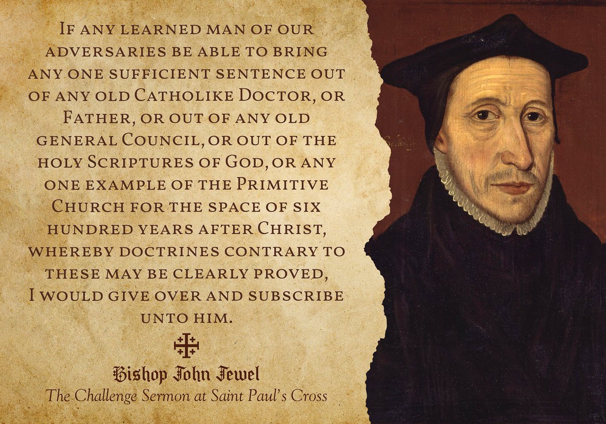 stigmmaaa's tweet image. Bishop John Jewel, on how he would subscribe to the Fathers and Catholic tradition if it could be demonstrated to him as being contrary to his own opinions.