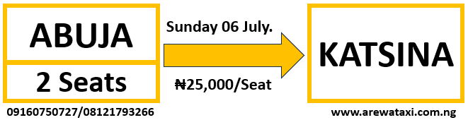 ArewaTaxi's tweet photo. 2 seats left, make payment for your reservation. #arewataxi #Abuja #katsina https://t.co/0JraTSziKx