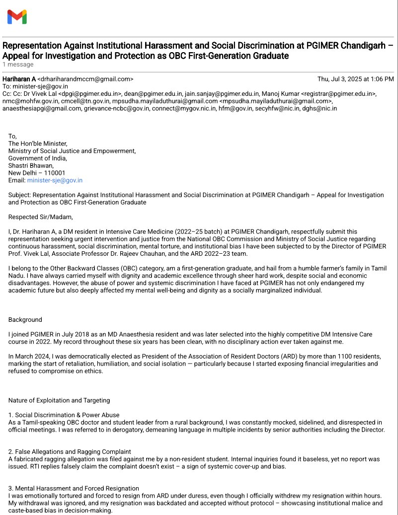 DrDatta_AIIMS's tweet photo. 🚨Demand for transparency → backlash 🚨

March ’24: 

Dr. Hariharan wins ARD-President election & asks, “Where did ₹2.5 crore resident-fund money go?” 

Instantly: threats, caste slurs, and fabricated complaints rain down!

(2/n)