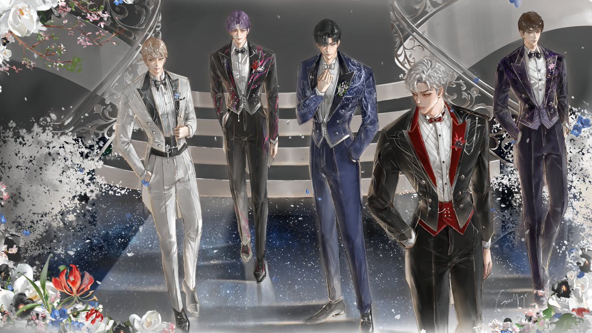 GusoYugo's tweet image. On this day, we gather to celebrate not just a union, but a beautiful adventure that begins with “I do”.
#LoveandDeepspace #WitnessedByDeepspace #Xavier #Zayne #Rafayel #Sylus #Caleb