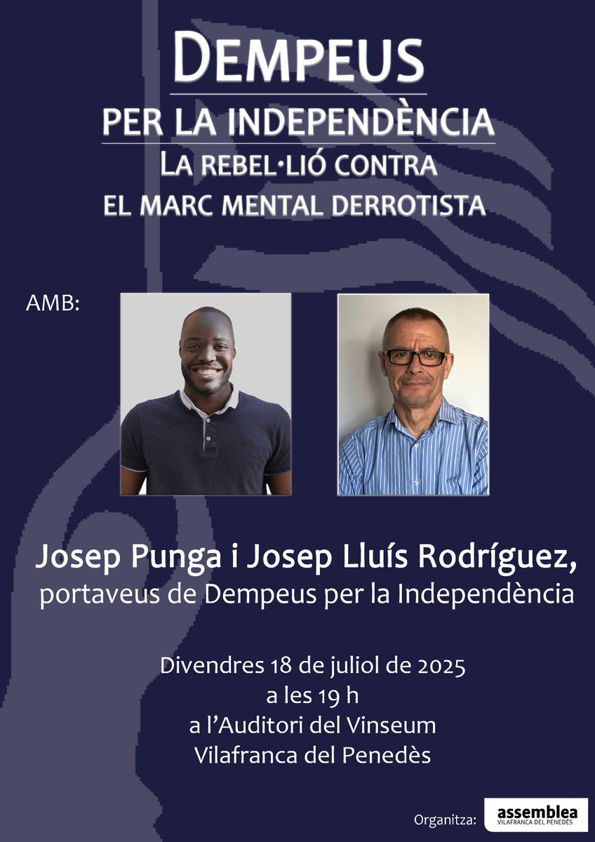 dempeusXindepe's tweet photo. 🔴🔴🔴
🔻🔻🔻🔻🔻
Dempeus per la Indepedència: la rebel·lió contra el marc mental derrotista, a Vilafranca!!

Si encara sou dels que penseu que la independència és possible, que era possible l’octubre del 2017 i que encara ho és avui, no us ho perdeu!!!

Feu retuit!!
Gràcies!!
👇 https://t.co/sW5kzhjVb5