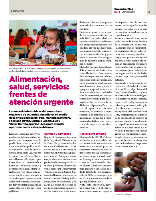 Las necesidades básicas del venezolano requieren de acuerdos inmediatos en medio de la crisis del país. Así lo refieren <a href="/MHerreradeF/">Marianella Herrera</a>, <a href="/fjreyna/">Feliciano Reyna</a>, <a href="/elopezloyo/">Enrique López-Loyo</a> y <a href="/VictorGCarrillo/">Victor Carrillo</a>, quienes aportan ideas para atender estos problemas. Lee más en #EncontrarNos👉 drive.google.com/file/d/1Ssx7MR…