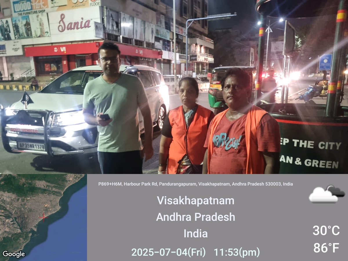 GVMC_VISAKHA's tweet photo. Last night, GVMC Commissioner Sri Ketan Garg, IAS, conducted a surprise inspection of the 15th package of night sanitation at South Jail Road, underscoring his commitment to maintaining high standards of urban cleanliness.

During the inspection, the Commissioner personally interacted with PH workers, reviewed the ongoing sanitation operations, and issued on-the-spot instructions to enhance efficiency and ensure thorough cleanliness.

#GVMC #Visakhapatnam #KetanGarg #NightSanitation #UrbanCleanliness #SurpriseInspection #PublicHealth #CleanVizag #SwachhGVMC #EcoVizag #SayNoToPlastic #SafaiApnaoBimaariBhagao #SwabhavSwachhata #SanskaarSwachhata #SABB2025

@AndhraPradeshCM 
@Ketangargmickey 
@SwachhBharatGov 
@SwachhaAndhra 
@SwachSurvekshan 
@swachhbharat 
@MoHUA_India 
@AmritMahotsav 
@CDMA_Municipal 
@pibvijayawada