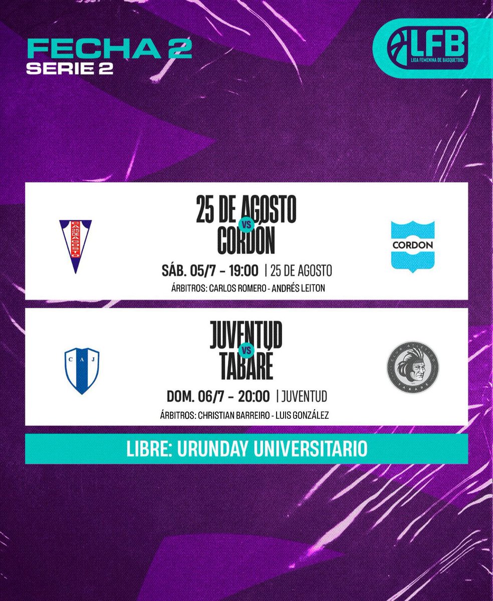 ✔️¡Árbitros confirmados! 

Hoy comienza la segunda fecha. 

#LFB🏀