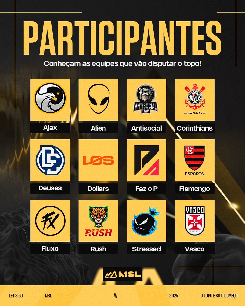 BEM-VINDAS À MSL!

Essas são as 12 equipes que vivem o competitivo, que acreditam na ideia e que estão prontas pra fazer história junto com a gente 👊 #GOMSL