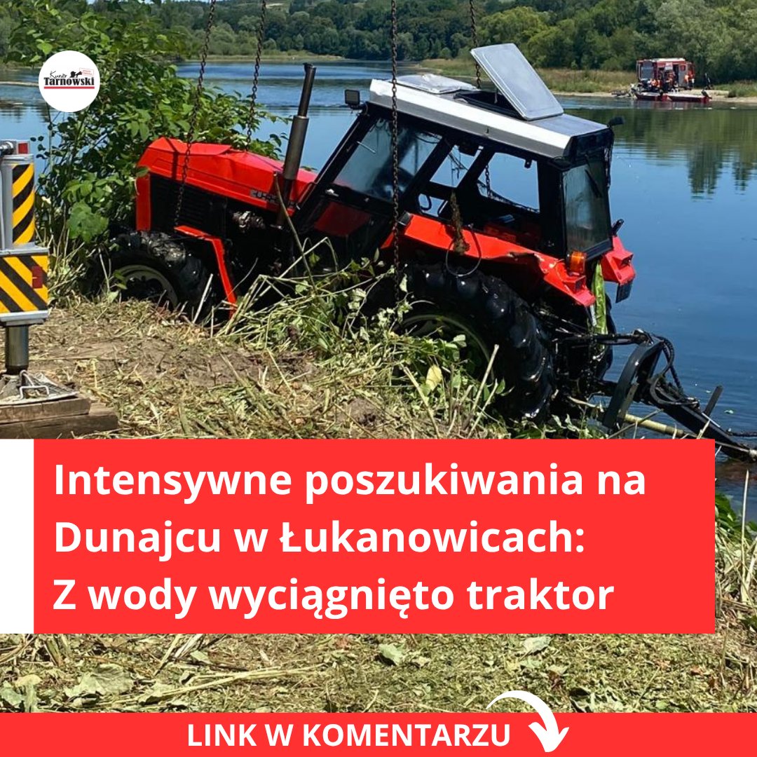 KurierTarnowski's tweet photo. Trwają intensywne poszukiwania na rzece Dunajec w Łukanowicach. Od godzin porannych nurkowie i strażacy prowadzą akcję ratunkową po wypadku z udziałem ciągnika

#RatunekNaDunajcu #StrażPożarna #KurierTarnowski #Łukanowice #DziałaniaRatunkowe #PSP #Nurkowie https://t.co/62e1O4LUHG