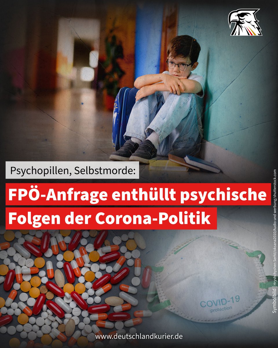 Psychopillen, Selbstmorde: FPÖ-Anfrage enthüllt psychische Folgen der Corona-Politik

Eine Anfrage der <a href="/FPOE_TV/">FPÖ</a> hat ergeben, dass die psychischen Folgen der Corona-Maßnahmenpolitik für Kinder und Jugendliche in Österreich viel verheerender sind als bisher angenommen. Demnach kam