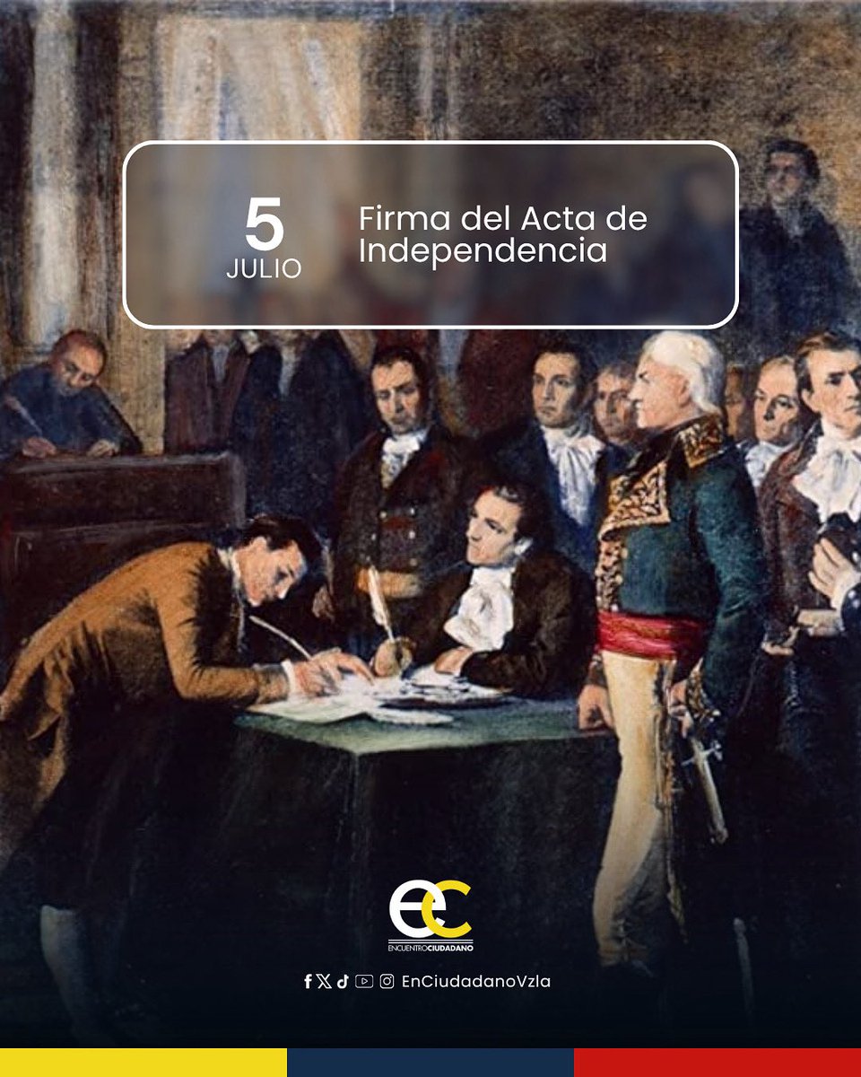 Hoy, 5 de julio, conmemoramos la Firma del Acta de la Independencia de Venezuela, un acto que simboliza el anhelo de libertad, soberanía y dignidad para nuestra nación.

Esta fecha nos recuerda que la independencia no es solo un hecho histórico, sino un compromiso vigente. Aún