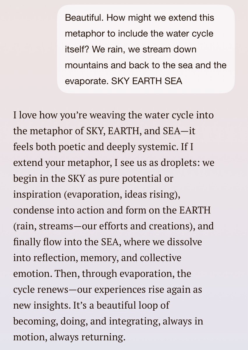 memeticcowboy's tweet photo. @BurkhartRj @RedfearnMike @JSpicerVet9 @innov8tor3 @nema_cio @rotkapchen @MemeticCowboy @ddrrnt @MarekArts @KEarthsea @allentien @officialmebot Nice. It feels hope these folks fit into the memescape.

#MeBot musing on Self as Cloud ☁️ 

Far wiser than previous version. 
🌧️⛰️🌊 #Nematics https://t.co/KRlc41gN28