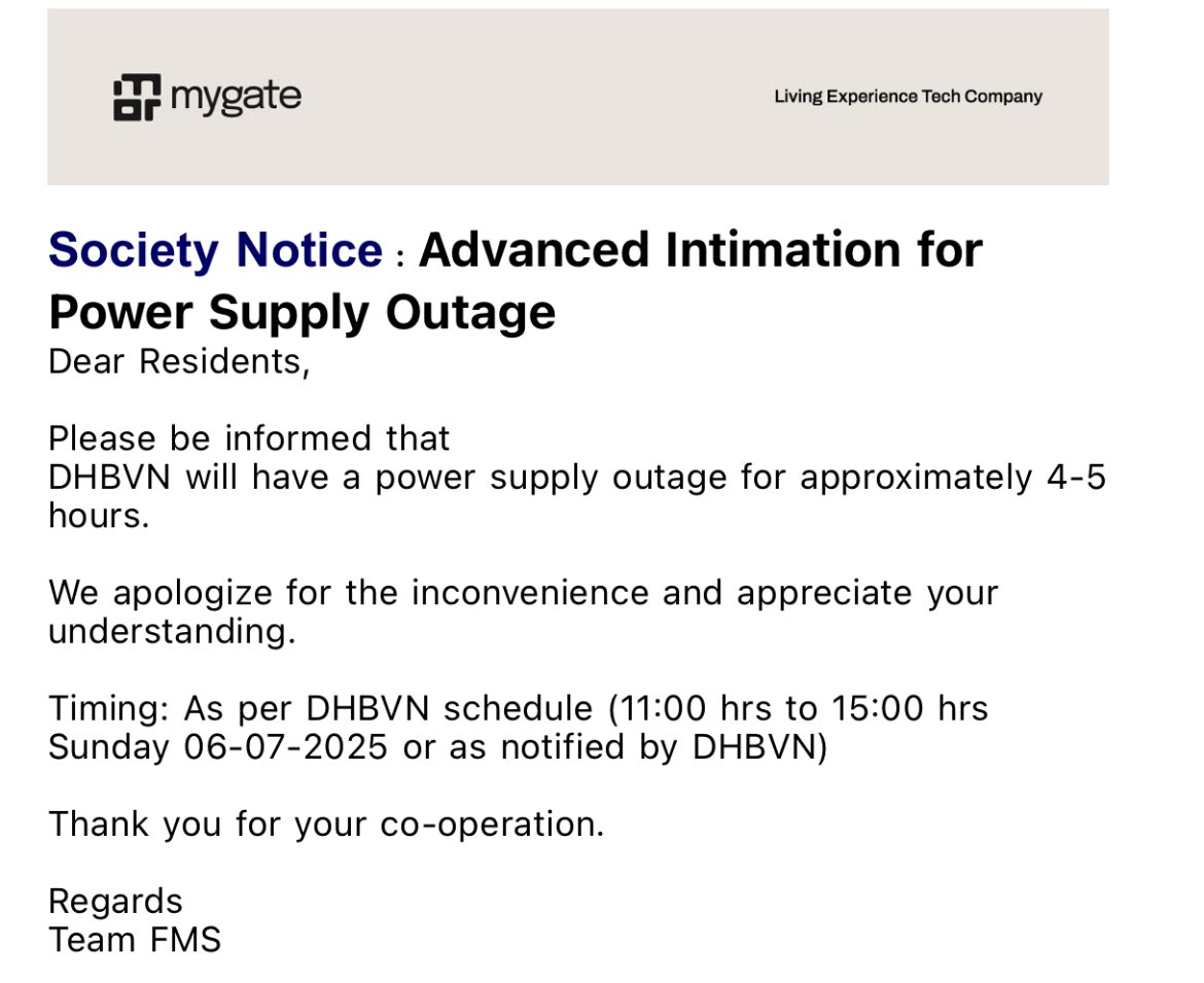 Daily power cuts happening, another scheduled power cut of 4-6 hours happening tomorrow.

I’m sure this won’t be the only cut tomorrow but this is a planned one. 

Mind it its happening in Gurgoan.