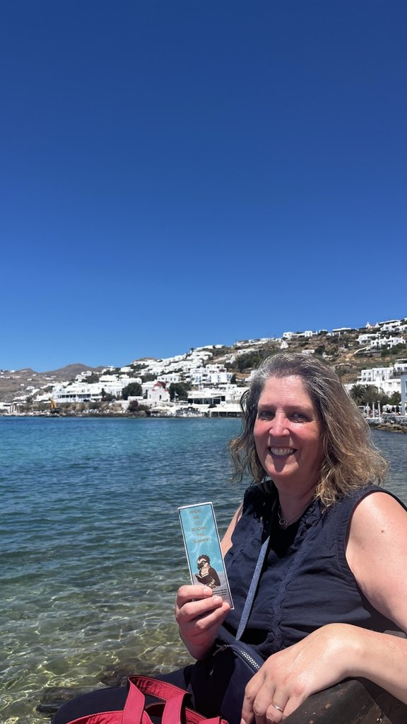 Ms. Bresson is reading in the Mykonos!  Where are you reading this summer? #ParkPRIDE #BelongGrowSucceed #SummerReading