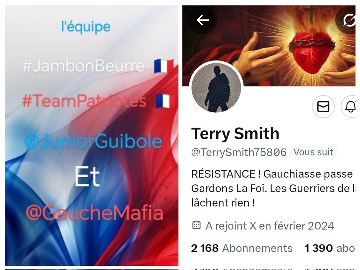 INFO🚨 Merci de partager !🚨
Mes amis abonnés😉
Ainsi que l'équipe #JambonBeurre #TeamPatriotes  🇨🇵 
Notre ami  <a href="/TerrySmith75806/">Terry Smith</a>  👍
Aurait besoin d'un petit coup de pouce pour grossir sa TL!🥳
Et ainsi lui donner plus de visibilité ! Merci de vous abonner à lui !🙏
Et n'oubliez