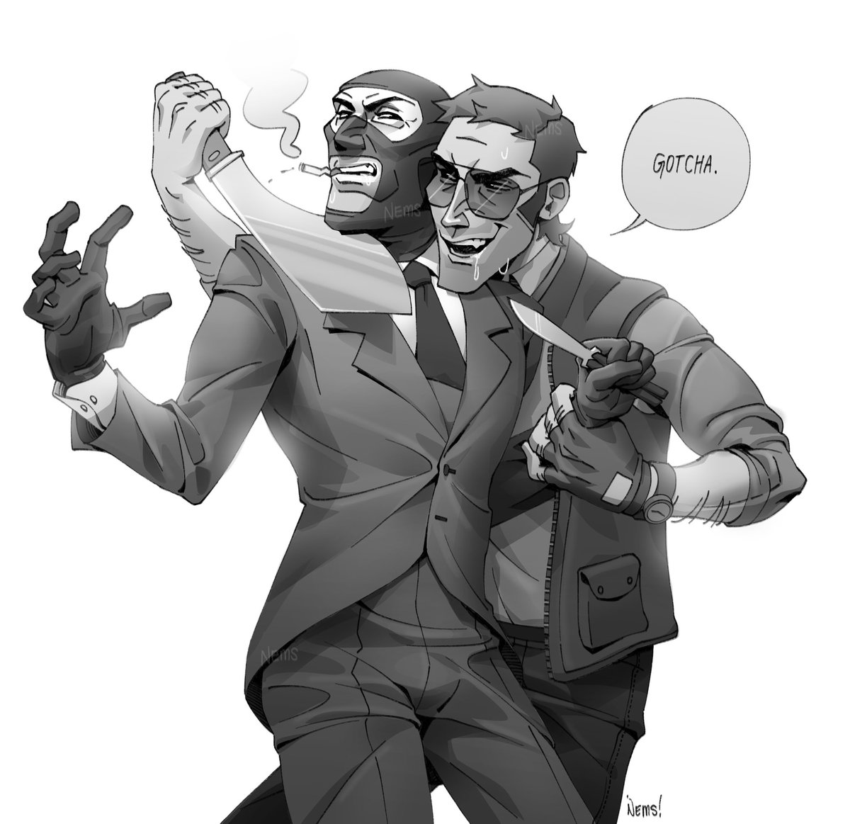 nemnums's tweet image. two assassins that really like each other
#TeamFortress2 #tf2 #sniperspy #bloodysuit