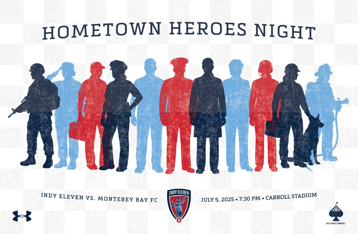IndyEleven's tweet photo. Celebrating our hometown heroes!π«Ά
π¨ Game Information π¨
#INDvMB
π Monterey Bay FC
ποΈ Michael A. Carroll Stadium
π 7:30 PM Kickoff
πΊWISH 8, ESPN+ https://t.co/jv12cylkDG