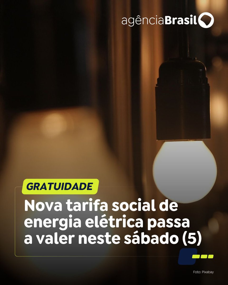 Começa a valer neste sábado (5) a nova Tarifa Social de Energia Elétrica, que prevê gratuidade para famílias beneficiárias do Cadastro Único para Programas Sociais do Governo Federal (CadÚnico) e que tenham consumo mensal de até 80 kWh. 

Leia: trk.ebc.com.br/nyqR0