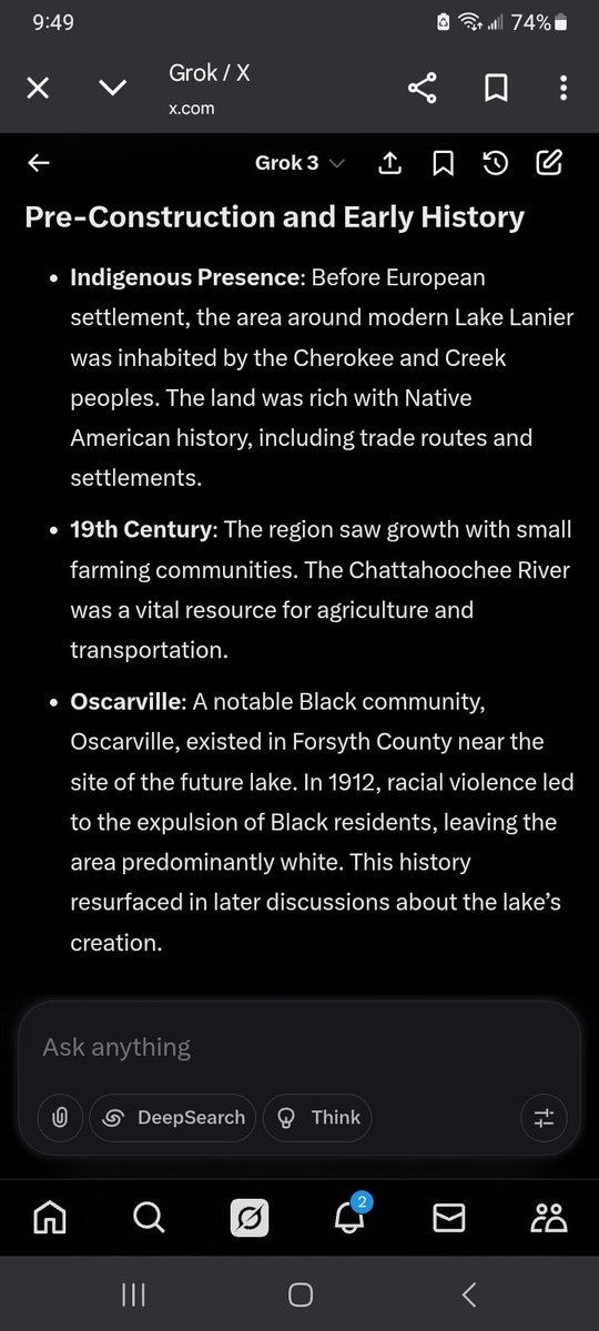 Wendysfunplace's tweet image. For those of you who may be wondering about Lake Lanier in Georgia, here are some facts courtesy of grok. Not only was an entire town flooded but several cemeteries were also flooded.