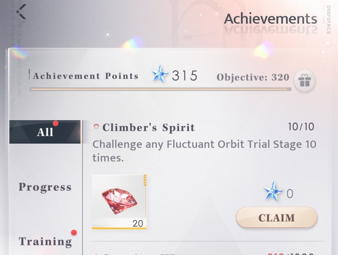 ninrhea's tweet photo. [New Hidden Achievement: Climber's Spirit]
You just need to pass and retry the first stage of fluctuant orbit 10 times https://t.co/JqFDrA3RSm