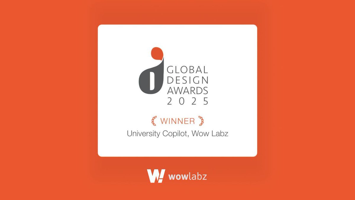 Wow Labz ranked #1 globally at the Global Design Awards 2025!
University Copilot is now a world leader in digital experience.
Proud of our design team! 🌍✨

#DesignAwards #WowLabz #DigitalExperience #GDA2025 #InnovationInDesign