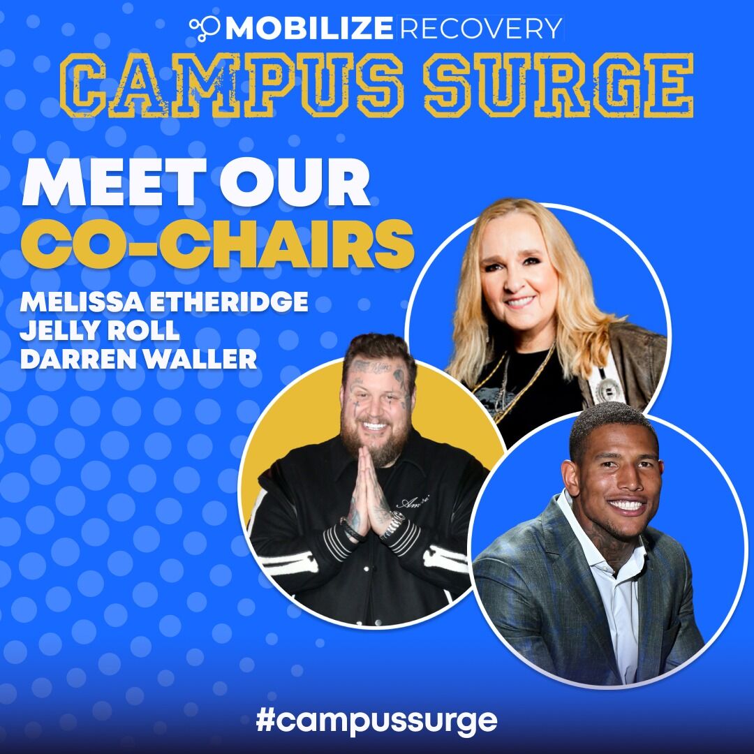 MobilizeRecover's tweet image. We’re proud to announce that Grammy-nominated artist Jelly Roll, legendary singer-songwriter Melissa Etheridge, and NFL star and recovery advocate Darren Waller are joining forces as official co-chairs of Mobilize Recovery’s Campus Surge 2025.
From stages to stadiums to college…