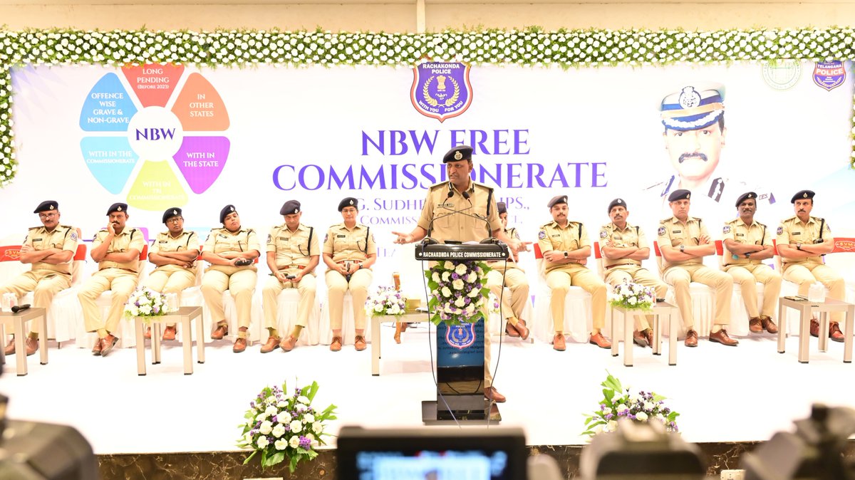 Today conducted a press meet about “Operation NBW-Free Commissionerate” to execute 2847 pending Non-Bailable Warrants. Within 30 days, 2024 accused were produced before the court and 823 were processed through legal procedures at  SVM Grand Hotel, at Nagole Metro Station,Uppal.