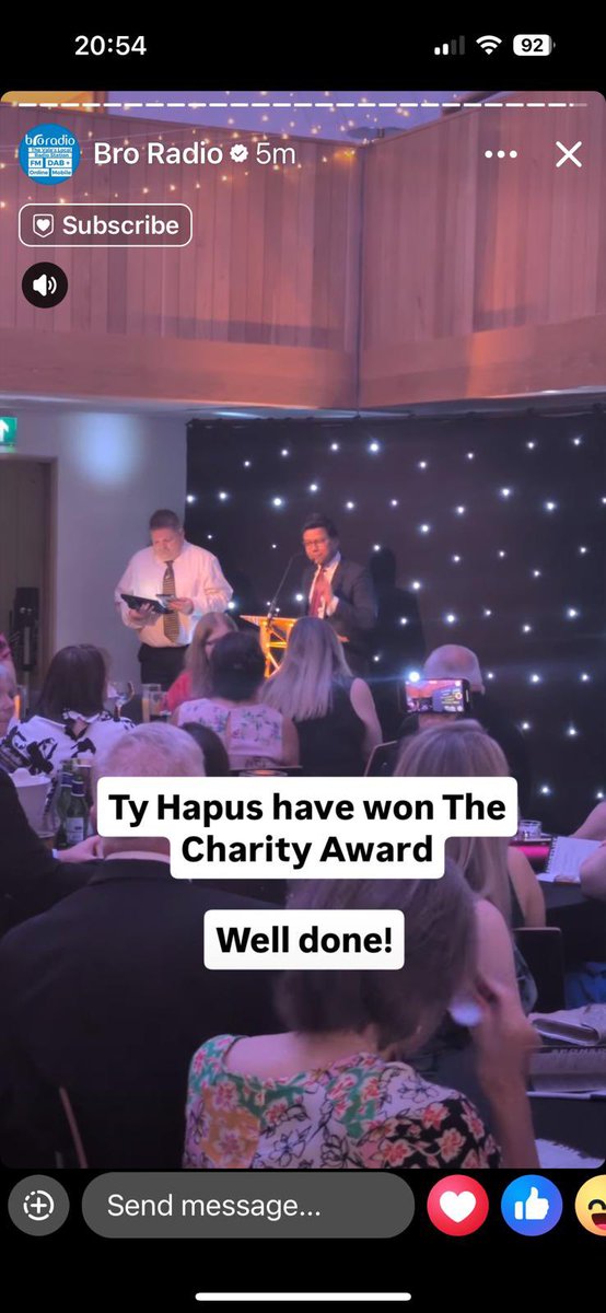 Last month Tŷ Hapus were proud to receive the Charity Award at the <a href="/BRORADIO/">Bro Radio</a> Community Awards. #awardwinning #youngonsetdementiasupport
