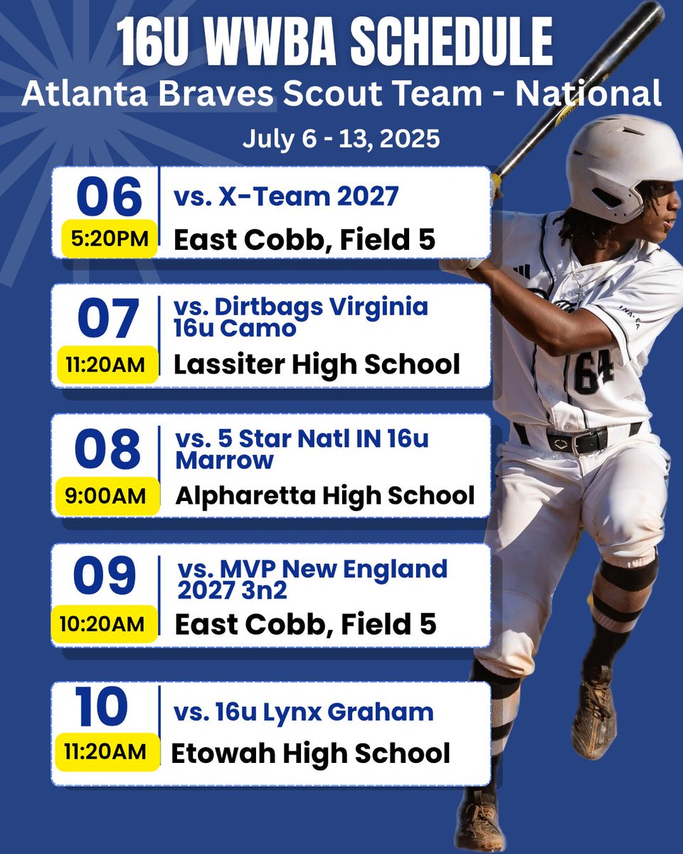 Here is my 16u WWBA schedule. Ready to get after it🔥🔥🔥