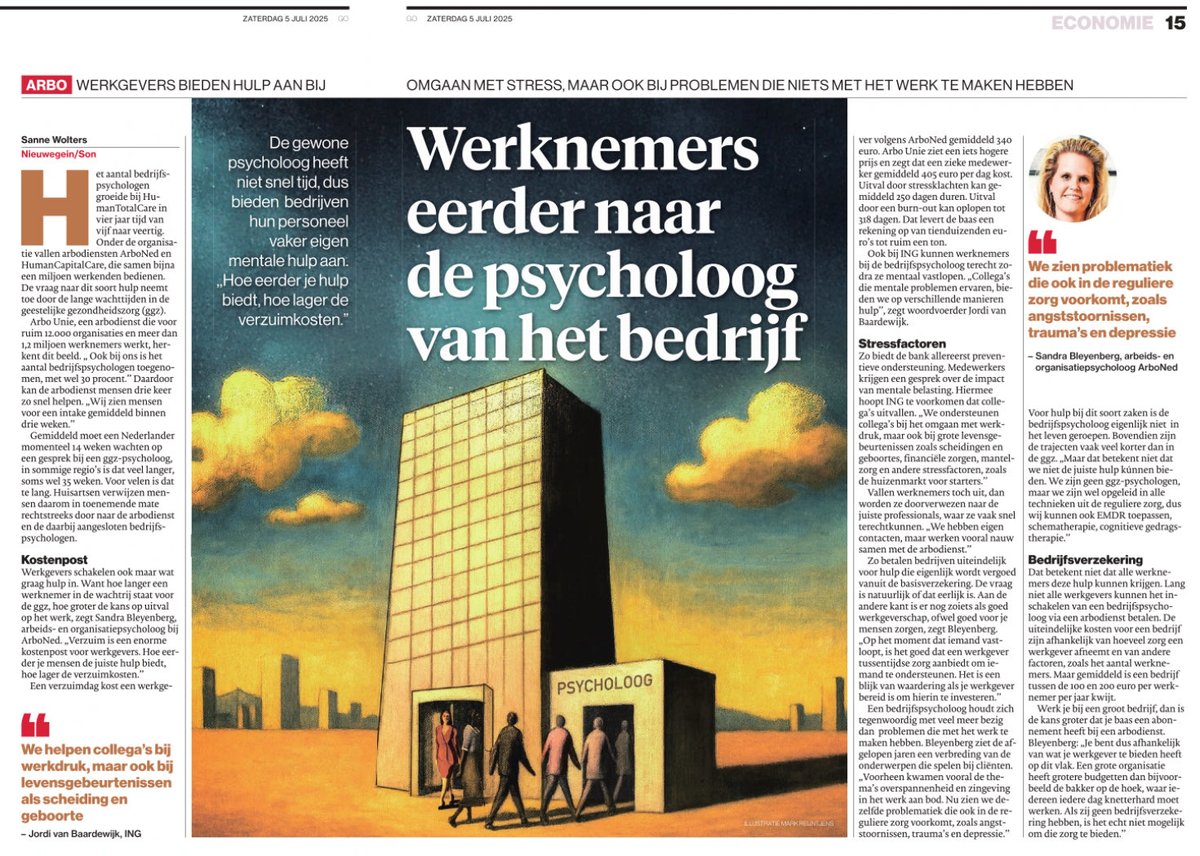 ⁦Om een depressie of angststoornis te kunnen behandelen moet je deze ook kunnen diagnosticeren. Lijkt mij niet dat arbeids-/organisatiepsychologen daartoe bekwaam zijn, toch ⁦<a href="/PsychologenNIP/">Nederlands Instituut van Psychologen (NIP)</a>⁩? Schoenmaker houdt je bij je leest.