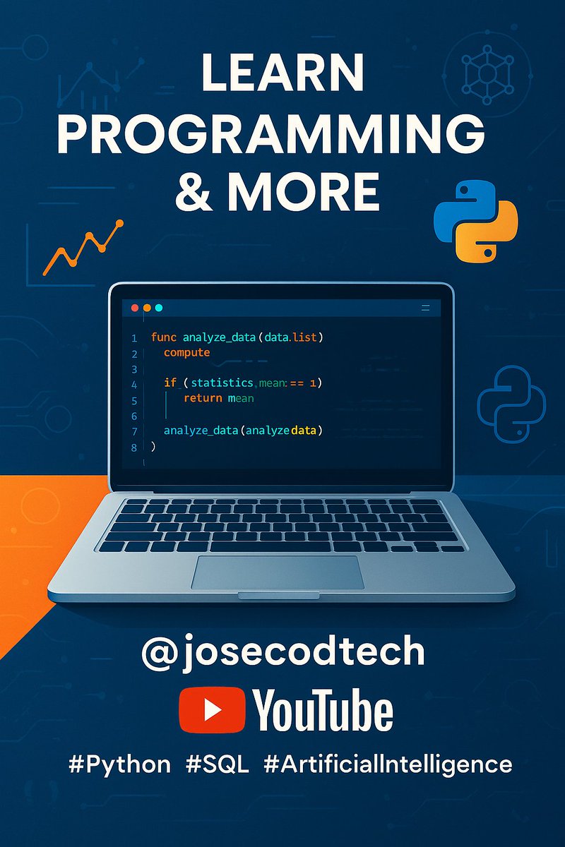 ¿Te gustaría aprender #Python, #IA, #MachineLearning y más desde cero?
Suscríbete al canal 👉 youtube.com/@josecodetech
Aprende con clases prácticas y sin rodeos.
#programacion #cienciadedatos #chatgpt #copilot