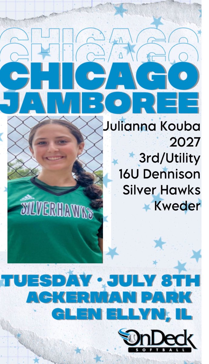 JuliannaKouba24 (@jkouba2027) on Twitter photo My team is still battling here in Indy, but I’m so excited to be participating in the <a href="/ondecksoftball/">OnDeck Softball 🥎</a> Chicago Jamboree this Tuesday! I can’t wait! <a href="/SilverHawkSball/">Silver Hawks</a> <a href="/CoachSelena20/">Selena</a> My team is still battling here in Indy, but I’m so excited to be participating in the <a href="/ondecksoftball/">OnDeck Softball 🥎</a> Chicago Jamboree this Tuesday! I can’t wait! <a href="/SilverHawkSball/">Silver Hawks</a> <a href="/CoachSelena20/">Selena</a>