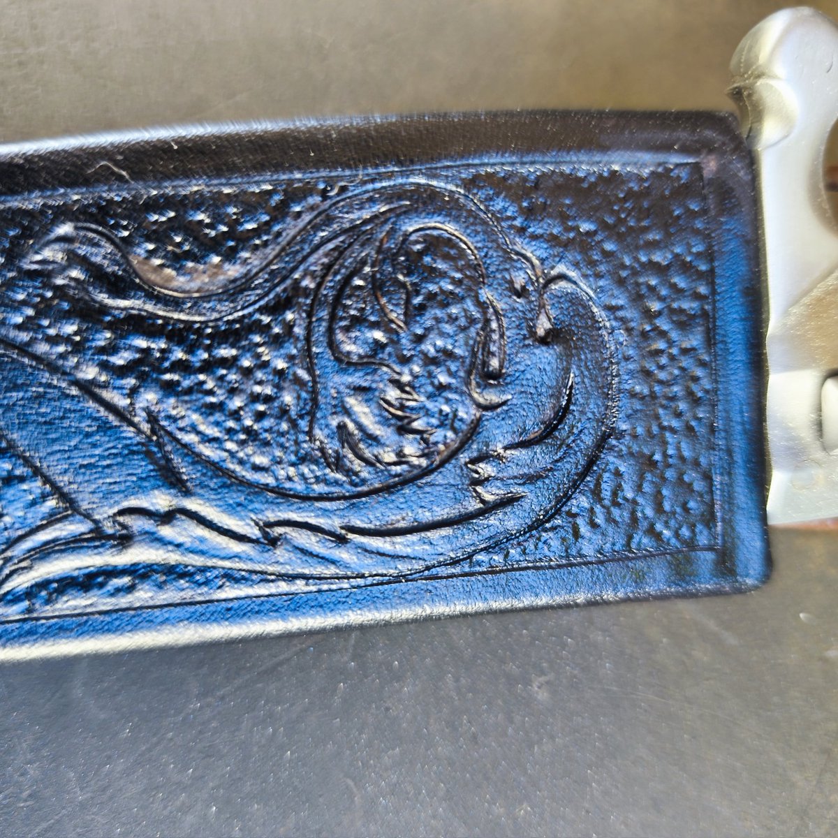 Big ebony-hilted Bauernwehr with a pommel and its scabbard. Quite fresh off the bench.