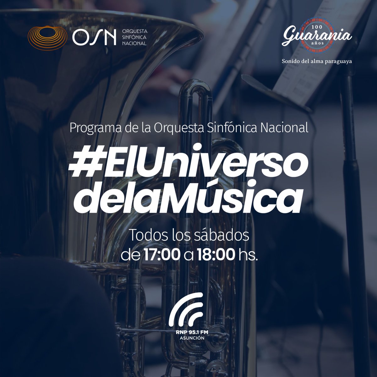 OSN PARAGUAY (@lasinfonicapy) on Twitter photo Te invitamos a disfrutar y conocer “El universo de la música”, del Paraguay.
Hoy, a las 17 hs., sintonizá <a href="/951fm_nacional/">Radio Nacional FM</a>, para recorrer juntos el maravilloso camino del sonido auténtico de nuestro país. Te invitamos a disfrutar y conocer “El universo de la música”, del Paraguay.
Hoy, a las 17 hs., sintonizá <a href="/951fm_nacional/">Radio Nacional FM</a>, para recorrer juntos el maravilloso camino del sonido auténtico de nuestro país.