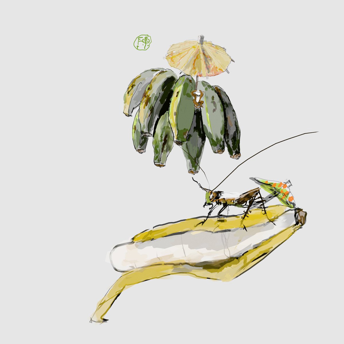 "resting after the 4th"    thanks for banana still from my brother and i threw in the cricket and the riper banana.