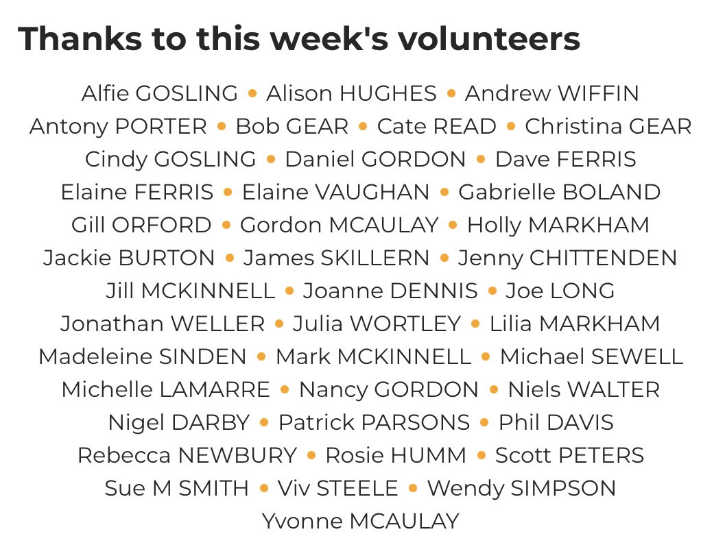 Thank you volunteers 👏