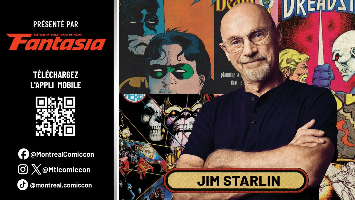 ✍️Ne manquez pas le créateur Jim Starlin à 14 h 30 dans la salle de conférence 514, présentée par Fantasia International Film Festival .
**
✍️Don’t miss the creator Jim Starlin at 2:30 p.m. in room 514, presented by Fantasia.