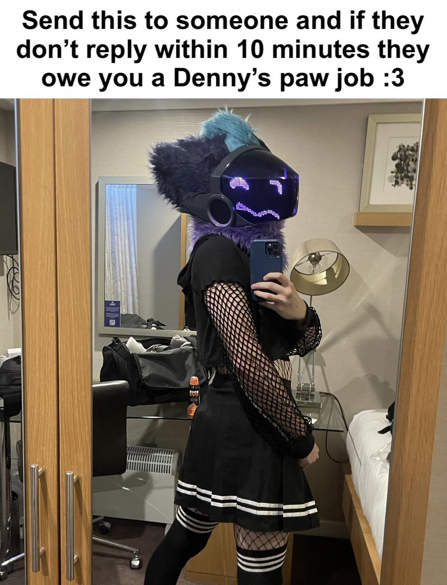 Sending this to bro rn 

#furry #fursuit #fursuiting #protogen #protogenfurry #protogenfursuit #protogens #furryfemboy #protogenmemes #furrymemes #pawjob #nightphin