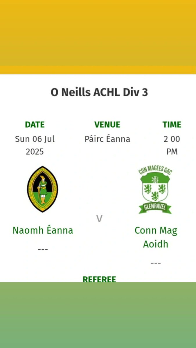 Sunday fixtures