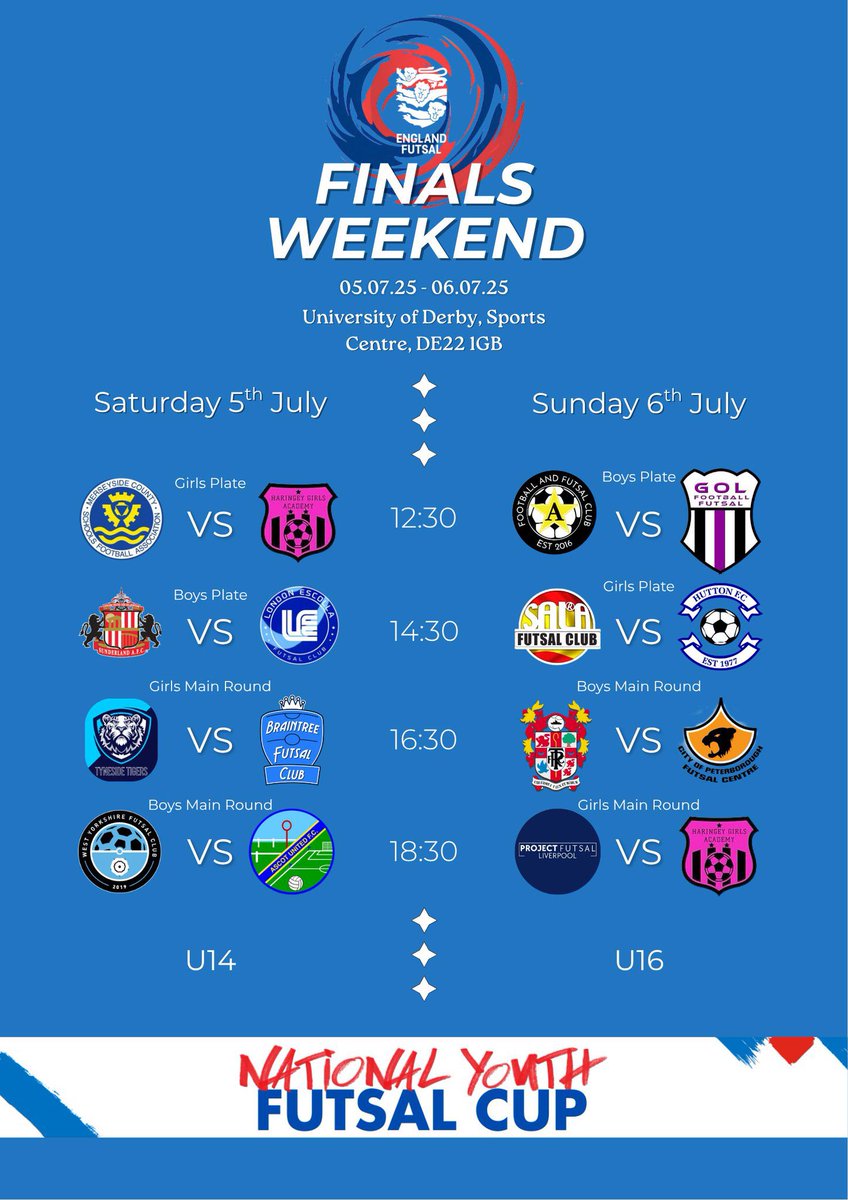 London Escolla Futsal Club (@escollafutsal) on Twitter photo From Cadiz to Derby
Itโs time for another Final ๐โฝ๏ธ
<a href="/EnglandFutsal/">England Futsal</a> U14 National Finals From Cadiz to Derby
Itโs time for another Final ๐โฝ๏ธ
<a href="/EnglandFutsal/">England Futsal</a> U14 National Finals