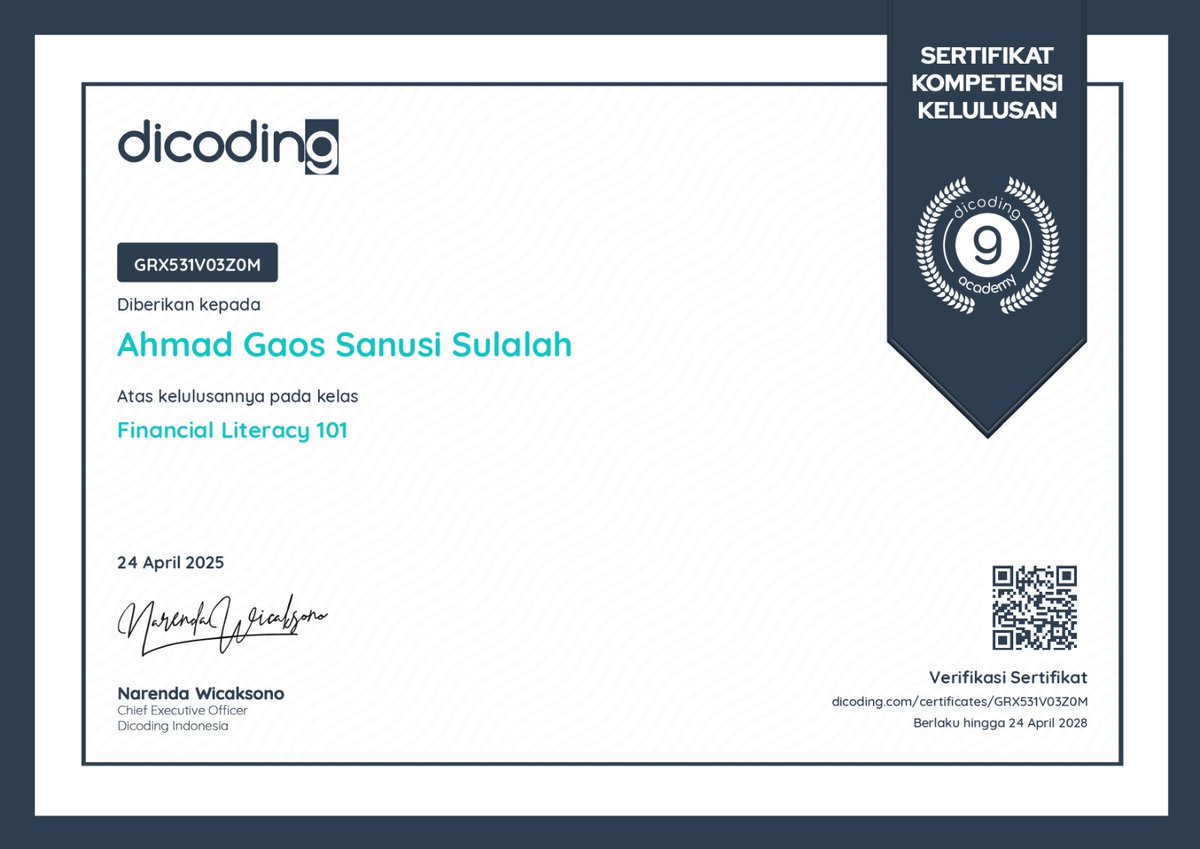 oscode04's tweet image. Beyond code: just completed Financial Literacy 101 
Gaining insights on budgeting, saving, and managing money essential skills for a sustainable tech career.
Because smart developers manage their future too!
@dicoding
#LifeAtCodingCamp #learnatdicoding #DBSFoundationID #Dicoding