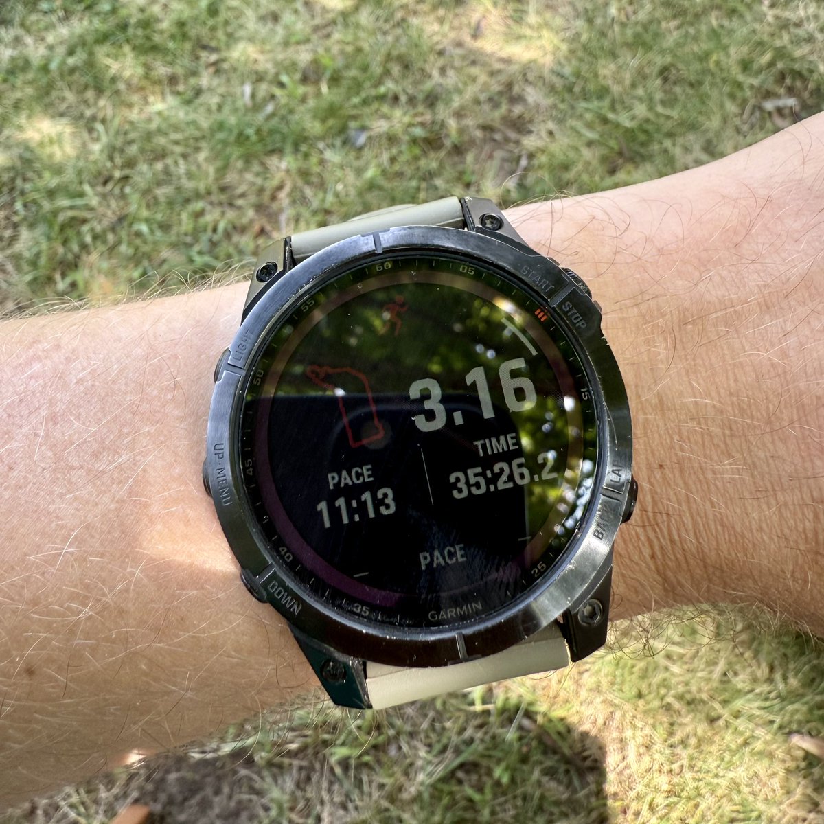 Decided to try a 5k today just to see where I’m at. 

Last time I was running regularly was May 2023 (when I switched to lifting) and I was 30 lbs lighter (150 -&gt; 180 lbs). 

Pace was massively slow, had to walk several times, calves and lower back (squats/deadlifts) were my