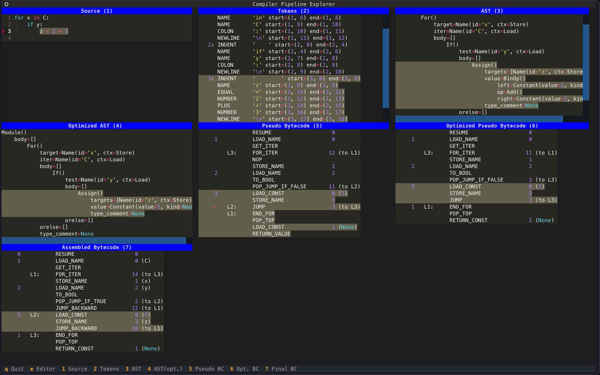 0xquant | 🔛⛓️ (@mevquant) on Twitter photo just came across github.com/iritkatriel/co… by <a href="/IritKatriel/">Irit Katriel</a>.
An excellent deep dive into the CPython compilation pipeline internals in her talk: youtube.com/watch?v=DfXhyw… covering new optimizations under the hood 🐍 just came across github.com/iritkatriel/co… by <a href="/IritKatriel/">Irit Katriel</a>.
An excellent deep dive into the CPython compilation pipeline internals in her talk: youtube.com/watch?v=DfXhyw… covering new optimizations under the hood 🐍