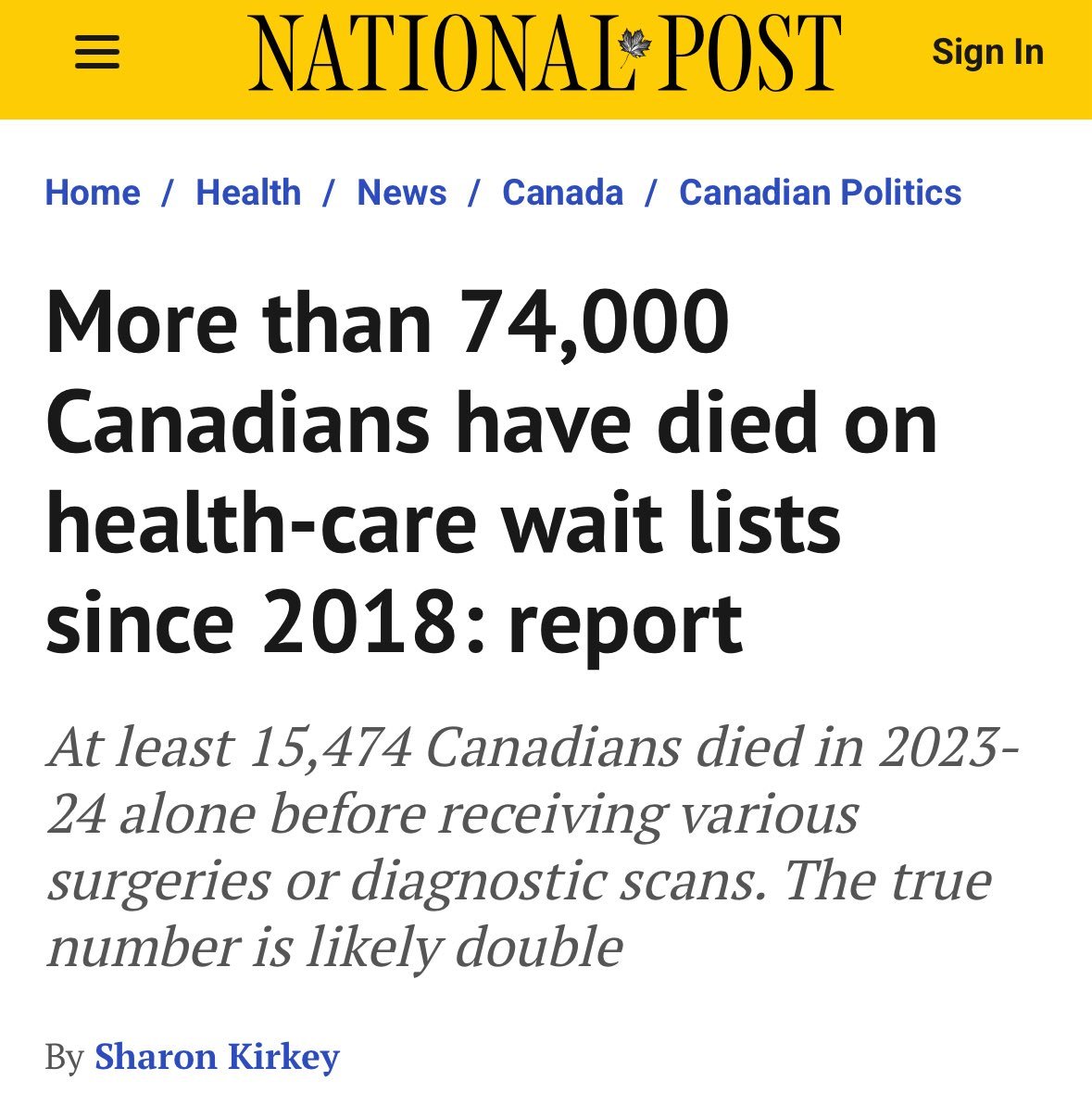 Canada has "Free Health Care."