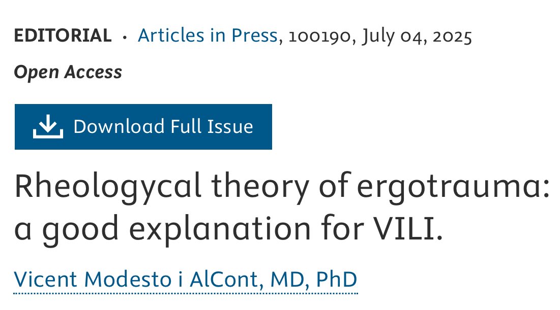 😕 Are you confused by the current model of VILI (ie, ergotrauma, MP)? I was.

And then I read V Modesto’s ⭐️amazing⭐️ editorial in #journal_CHESTCritCare… &amp; I finally got it!💡

Ed: chestcc.org/article/S2949-…

Art: chestcc.org/article/S2949-…

It’s #OpenAccess, so why not ✔️ it out?