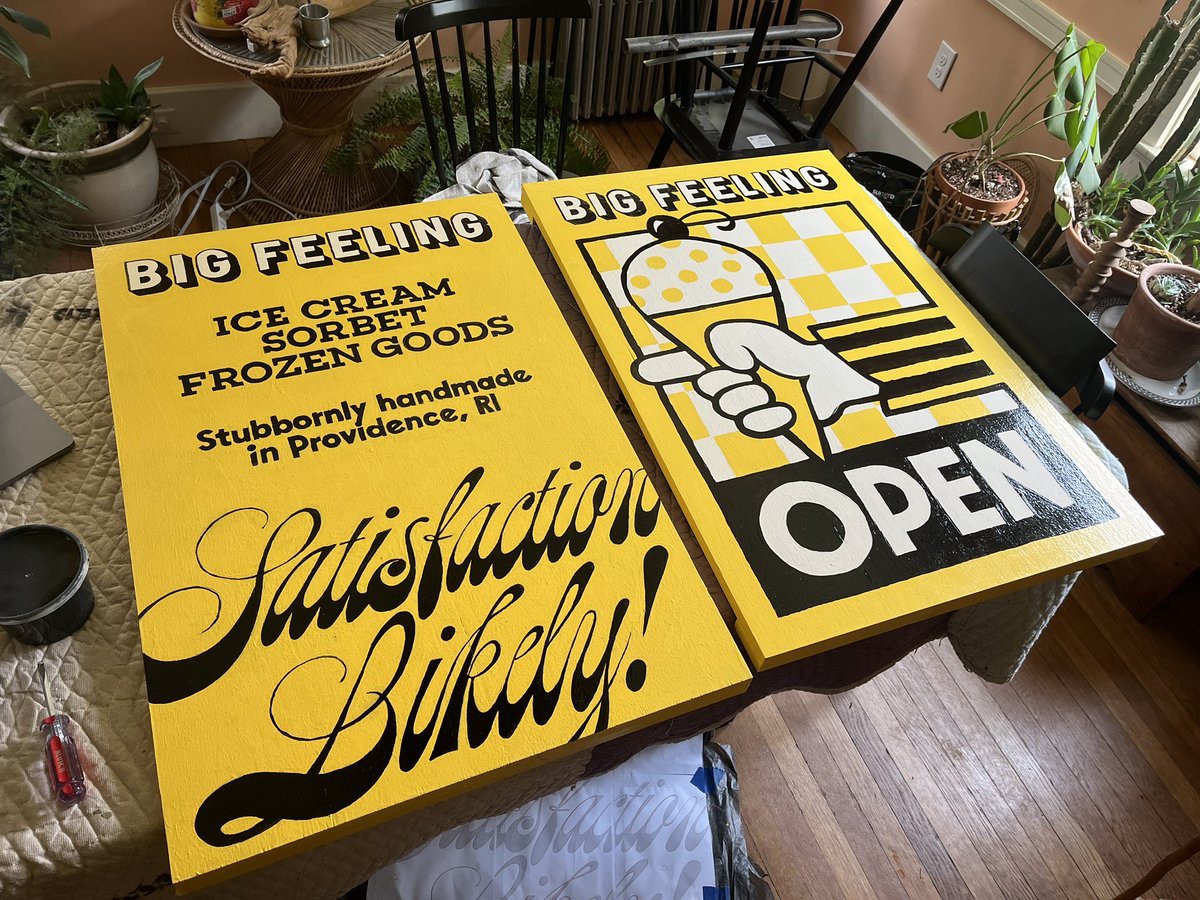conor_draws's tweet image. Painted a sign for our local ice cream spot.