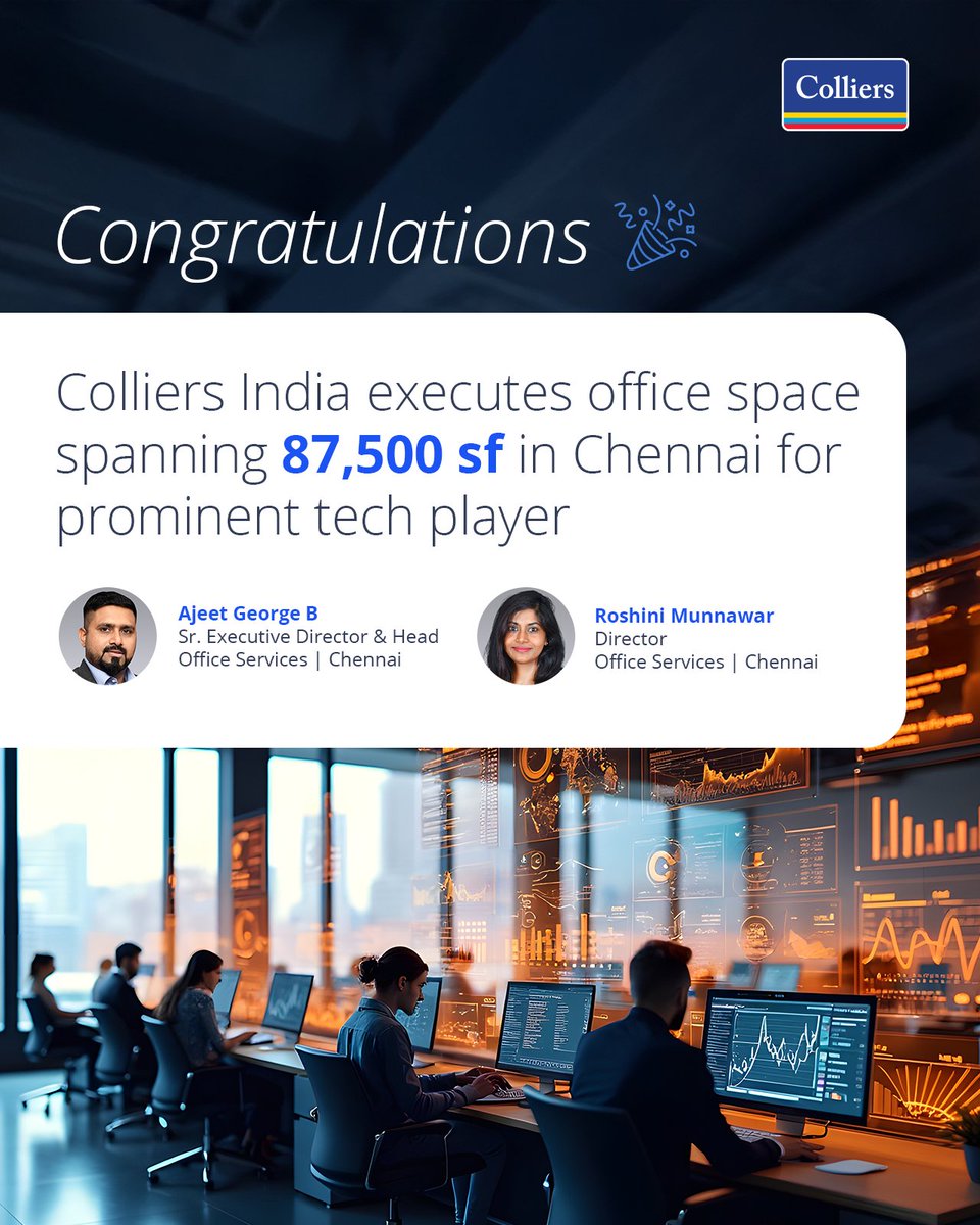 TnInvestment's tweet image. Global real estate service company #Colliers India executed Office space deal for a major Tech player in #Chennai

- Tech company has leased 87,500 Sq.ft Office space and it is an expansion in the City

#ChennaiOfficeSpace | #TamilNadu